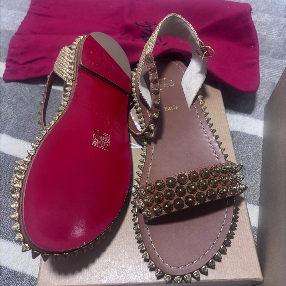 Christian Louboutin Gold Studded Sandals